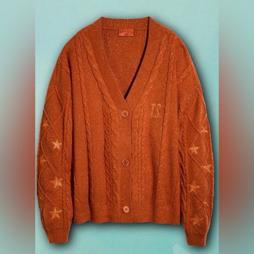 Taylor Swift LIFE OF A SHOWGIRL Orange Cable Knit Cardigan